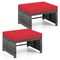 Costway Patio Ottomans Set of 2 PE Rattan Footstools with Removable Cushions & Metal Frame Red/Gray/Black/White/Turquoise/Navy